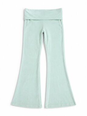 NEW VELOUR FOLD OVER FLARE PANTS SEAFOAM MINT pastel comfrt la apparel Halara